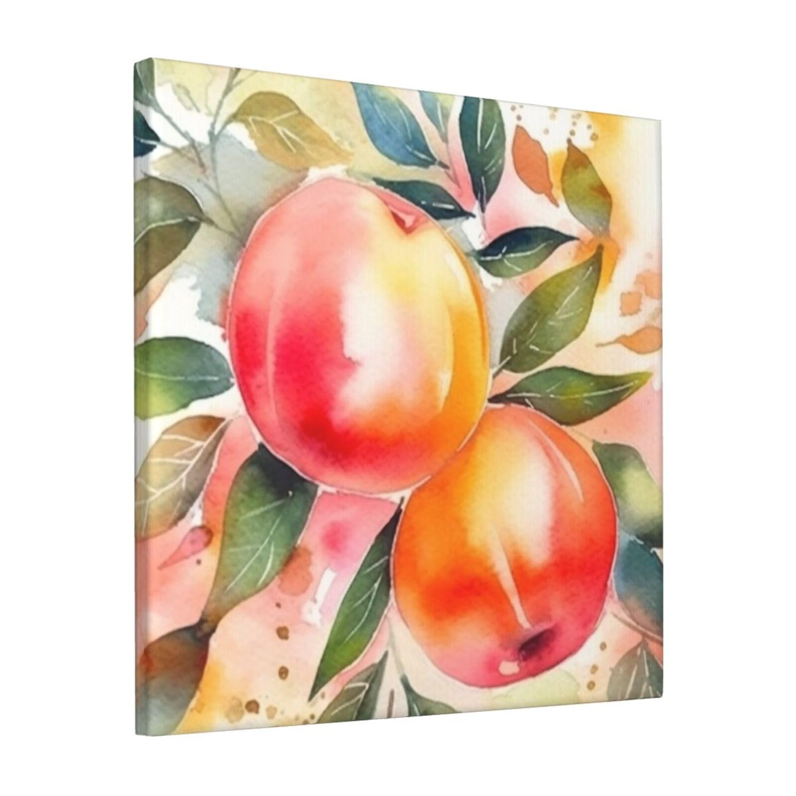 KLOPH Colorful Peach Watercolor Design Canvas Wall Art for Living Room 12"x12" Modern Artwork Painting for Bathroom Hanging Canvas Prints Aesthetic Wallart for Bedroom Kitchen Office Wall Decor