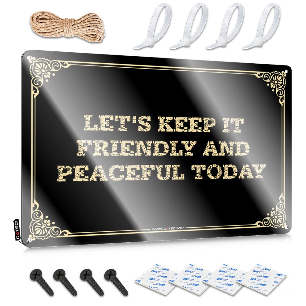 MGHTLCCME Personalized Bar Signs Let'S Keep It Friendly And Peaceful Today Tin Sign Tin Wall Decor Tin Sign Decor(30X40CM)