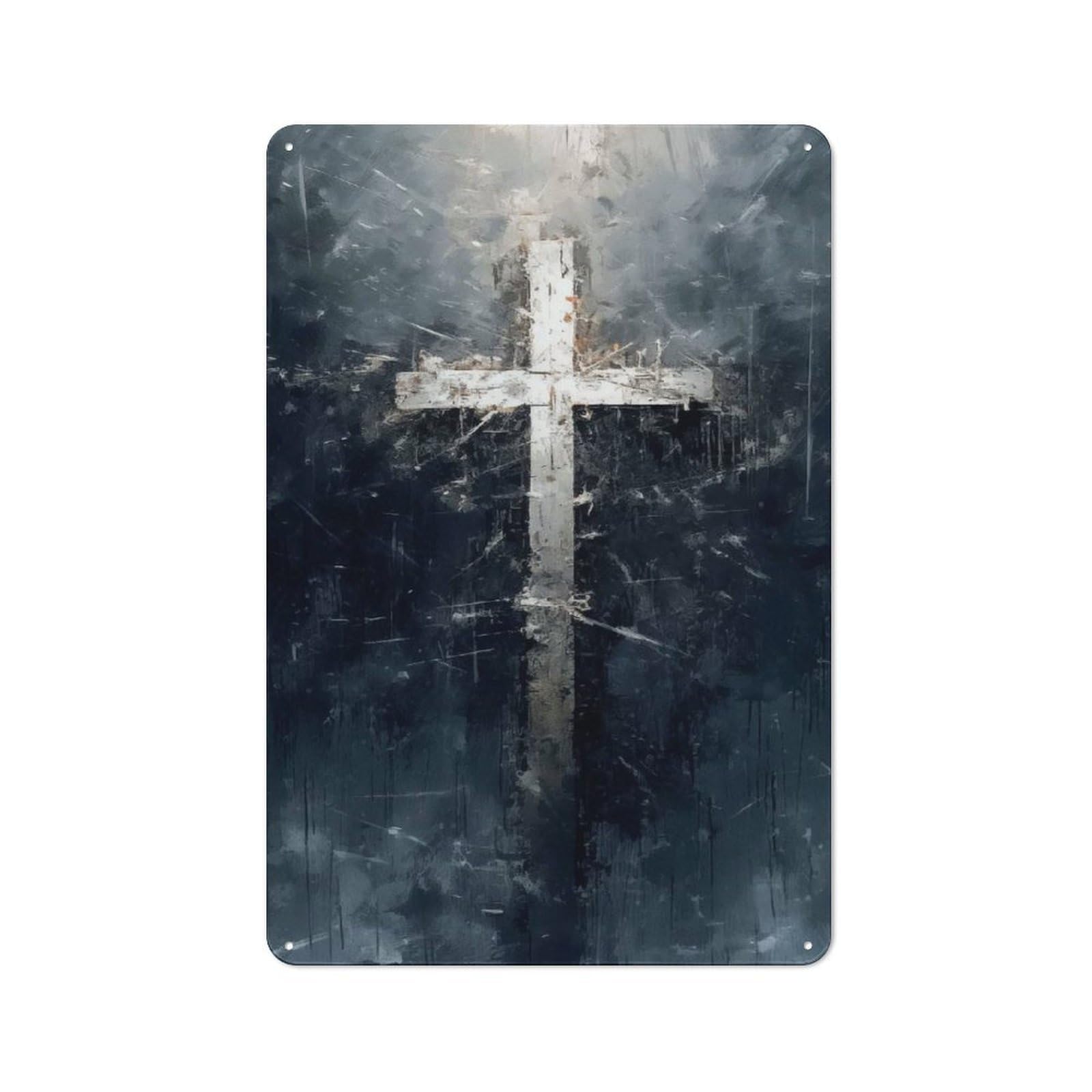 Junmoney The White Cross Friendly Cafe Metal Sign 30X20cm, Restaurant Wall Art For Coffee Bar, Small Shop Or Dining Room