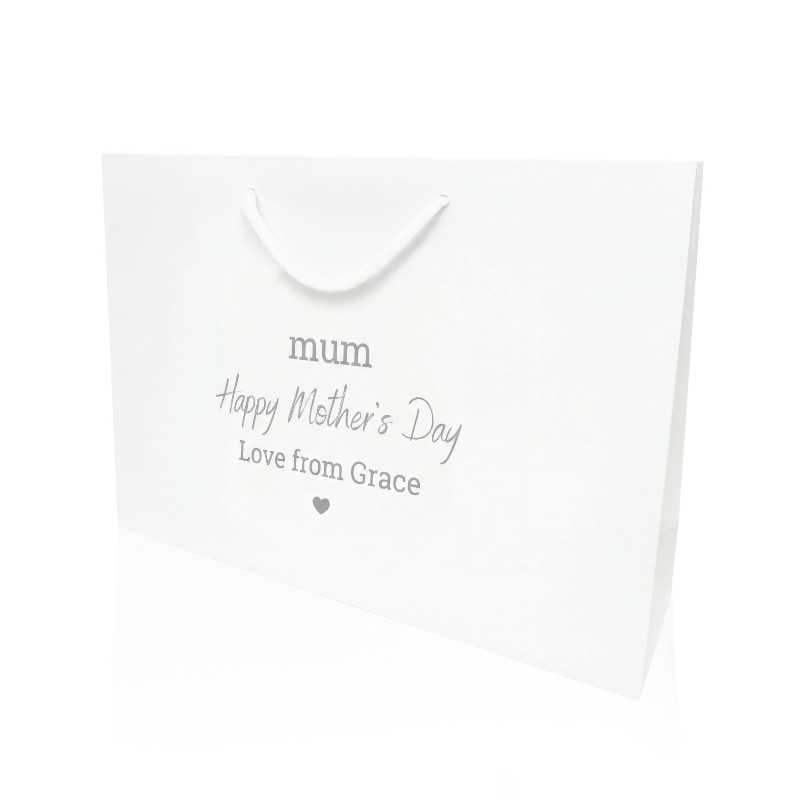 COOKIES AND KOALAS Personalised Mother’s Day Gift Bag – Luxury White Foil Printed Gift Bag – Large 40×30×13 cm – Custom Gold or Silver Foil Name – Reusable Mother’s Day Gift Packaging for Mum