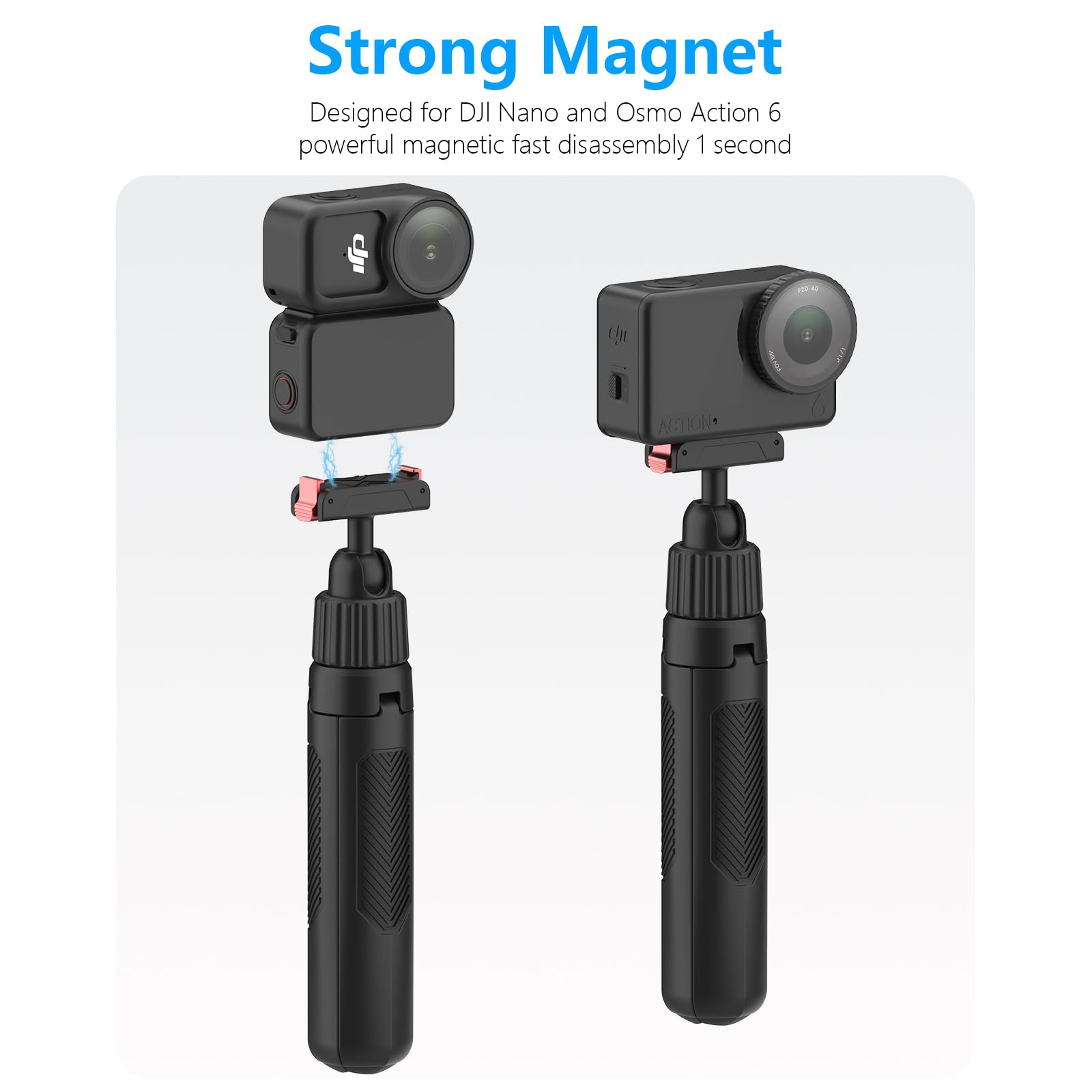 Osmo Nano Action 6 Tripod avec Adaptateur de déclenchement Rapide magnétique, Cadran monoplace avec poignée de poignée Mini-étireur rotative à 360 ° pour Les Accessoires DJI Nano Osmo 6