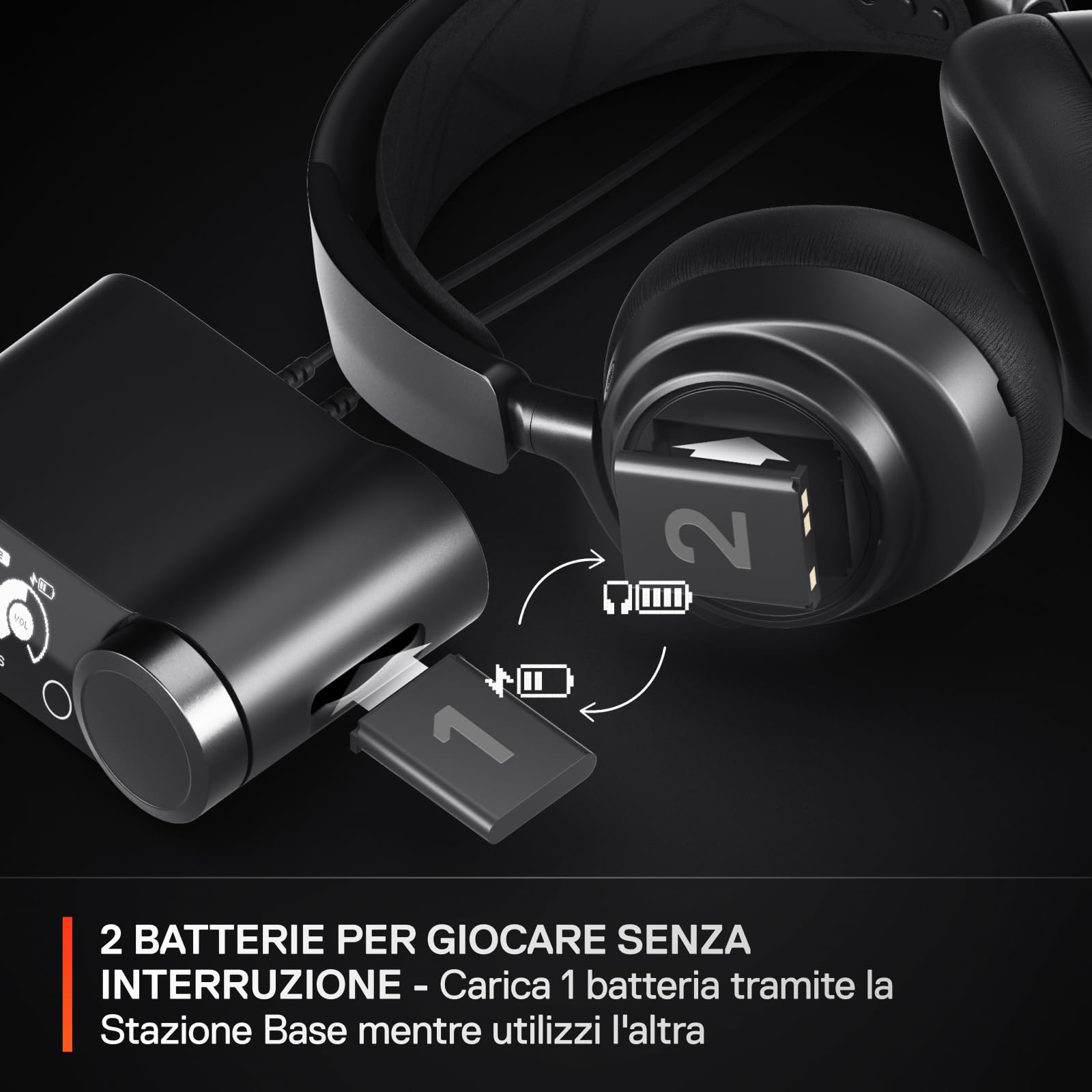 SteelSeries Arctis Nova Pro Cuffie Gaming Wireless Multi-Sistema Driver Magnetici Neodimio Cancellazione Attiva Rumore Infinity Power System ClearCast Gen 2 PC PS5 PS4 Mobile