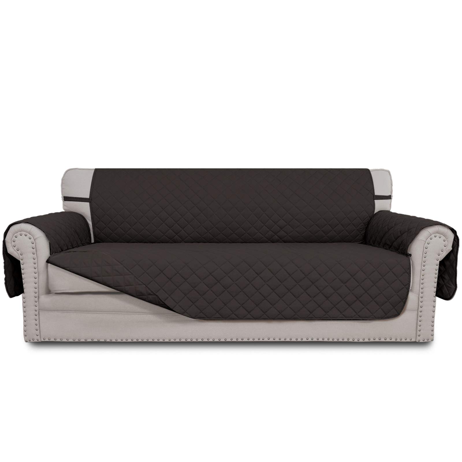Easy-Going Reversible Couch Cover for 3 Cushion Couch Sofa Cover for Dogs Water Resistant Furniture Protector Cover with Foam Sticks Elastic Straps for Pet Cat (Sofa, Chocolate/Chocolate)