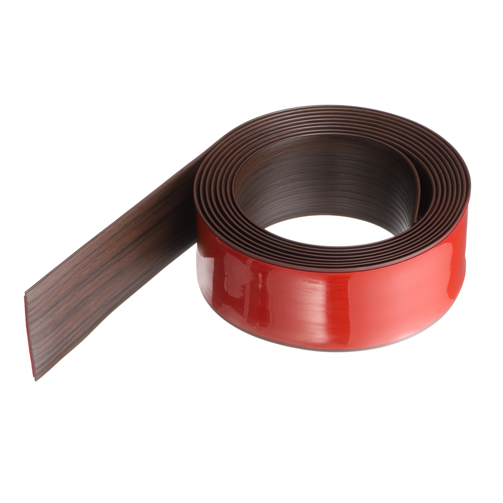 sourcing map Floor Transition Strip 2" 10ft Self-Adhesive Laminate Floor Strips Divider Floor Cover Strips Durable PVC Edging Trim for Uneven Floors Carpet Tiles Gaps, Dark Brown Wood Grain