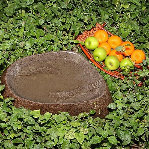 Grosses Stein Vogelbad Vogeltränke oval Gartendeko ca 50 cm