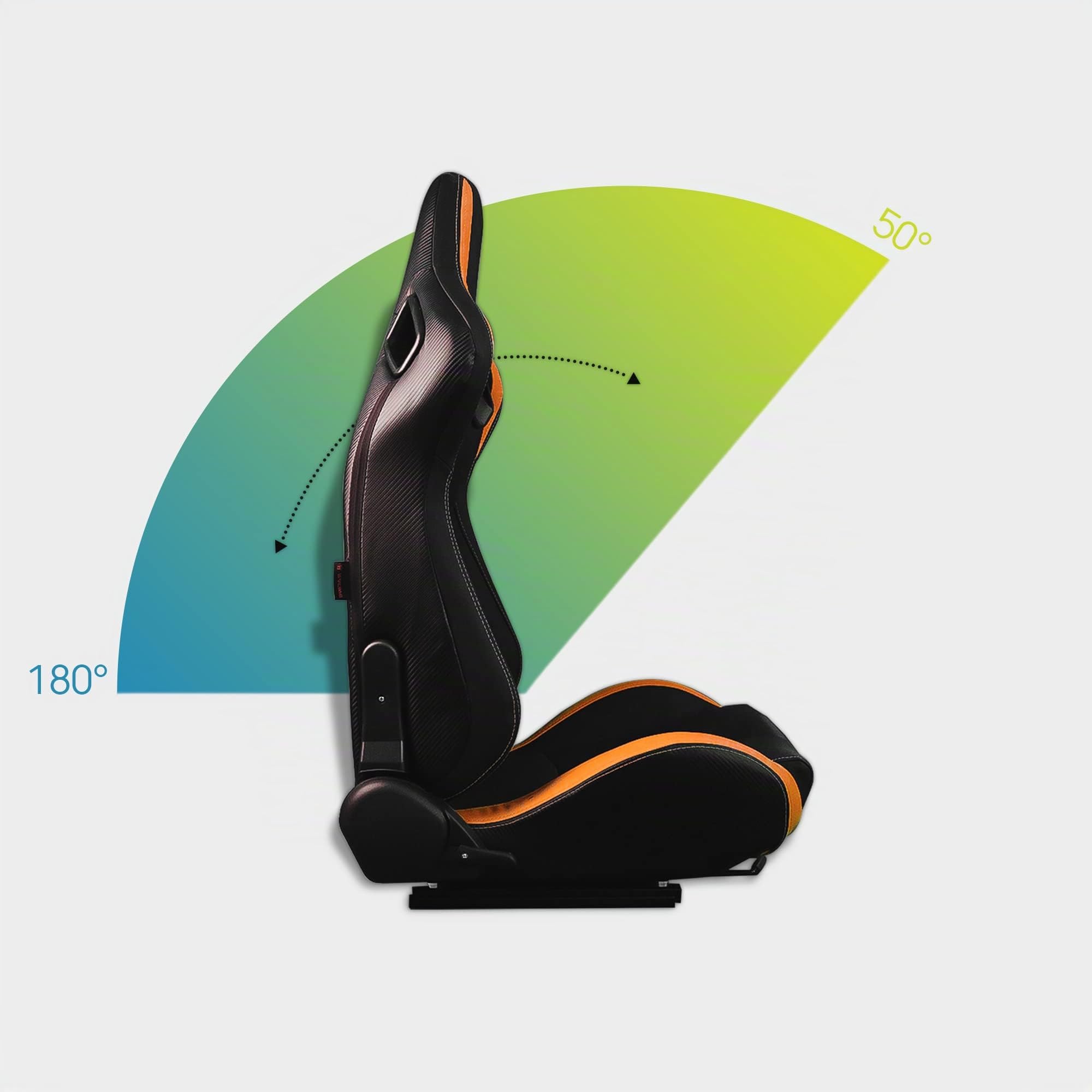 Modauto N771 Lot de 2 siège pilote+copilote voiture semi-baquet sportif avec rails pour voiture et simulateur de conduite Noir/orange