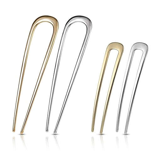 4-Pack U-Shaped French Hair Pins for Women: Metal Hair Pins
