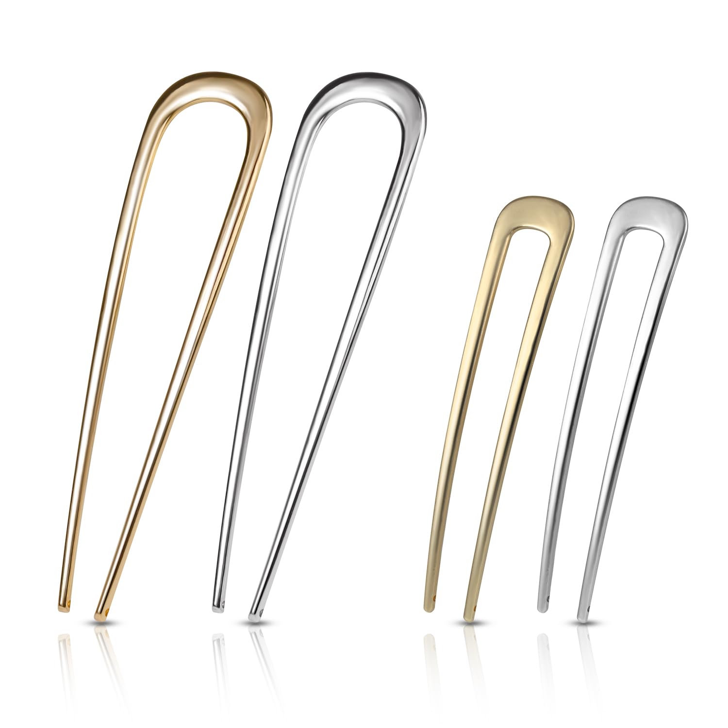 4Pcs French Hair Pins for Women, Metal U-Shaped Pins for Buns & Twists