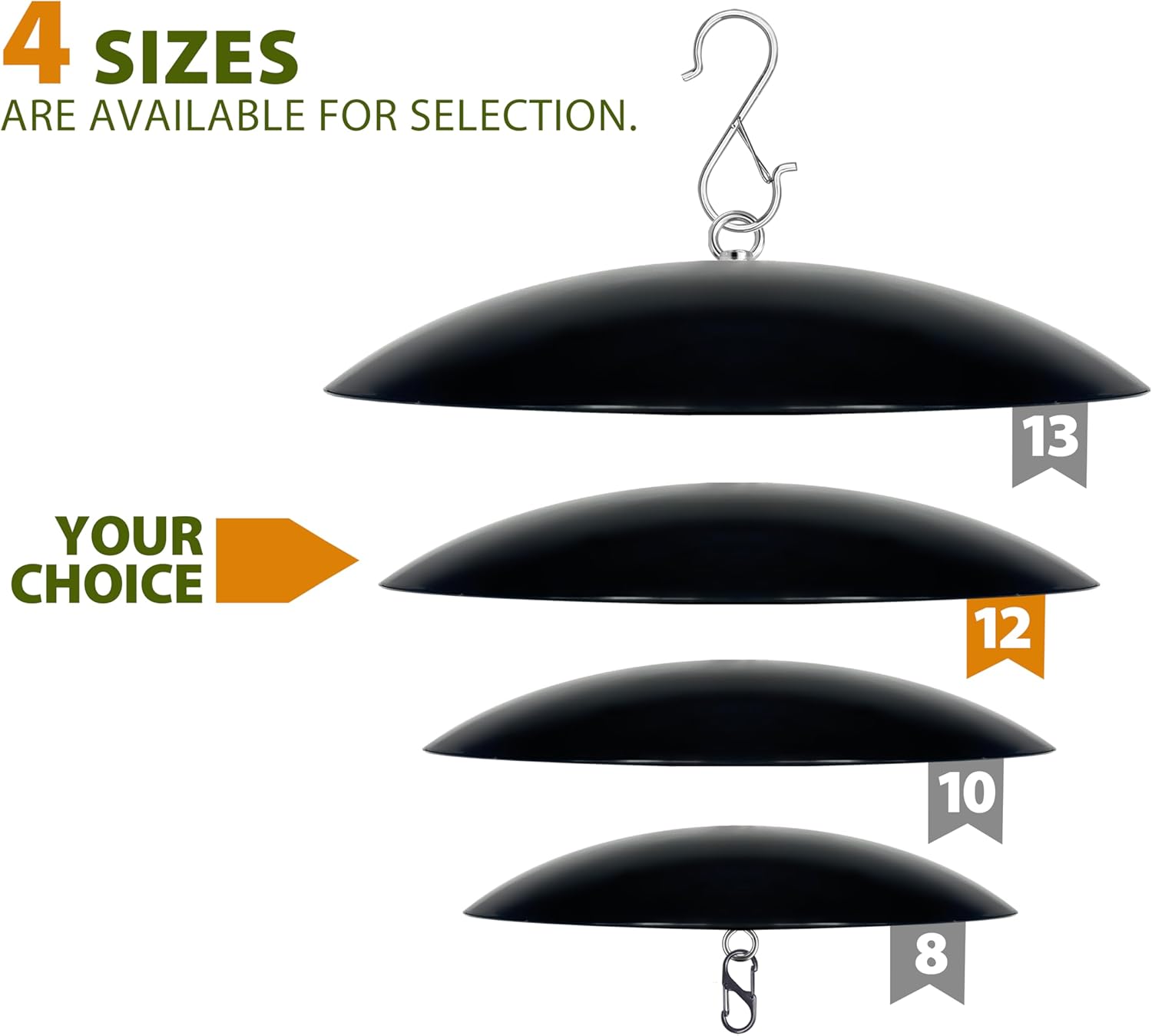 12" Bird Feeder Rain Guard, Hummingbird Feeder Shade Dome Cover, Hanging Squirrel Baffle for Bird Feeder Pole (Black), 3 Pack