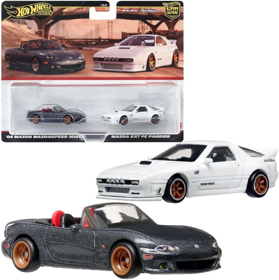 Hot Wheels Premium 2-Pack '04 Mazda Mazdaspeed Miata/Mazda RX7 FC Pandem HRR75 [Mini Car] [3 Years Old and Up]