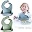 Moonkie Silicone Baby Bibs Set Of 2 | BPA Free Waterproof | Soft Flexible Adjustable Silicone Bibs for Babies & Toddlers(Ether/Sage)