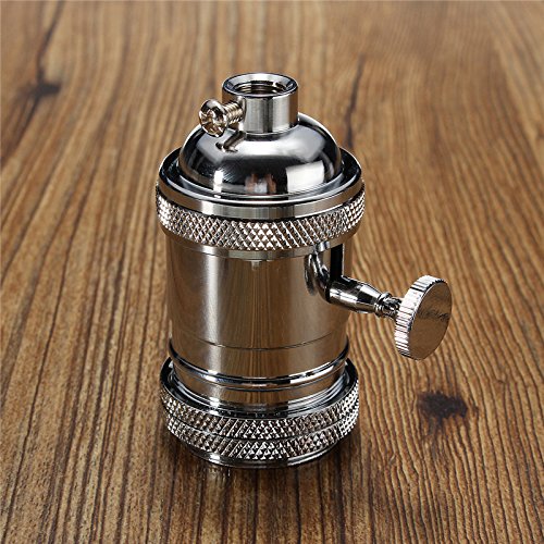 MASUNN E26/E27 Retro Vintage Edison Industrial Bombilla De Luz Titular De La Lámpara con Switch-Chrome
