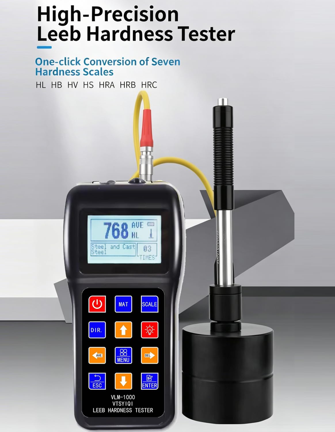 Leeb Hardness Tester Meter 170 to 960 HLD Metals Durometer Tester HL HB HRB HRC HRA HV HS with Standard D Type Impact Device D Test Block for Steel Iron Bronze Copper 10 Materials product thumbnail 3