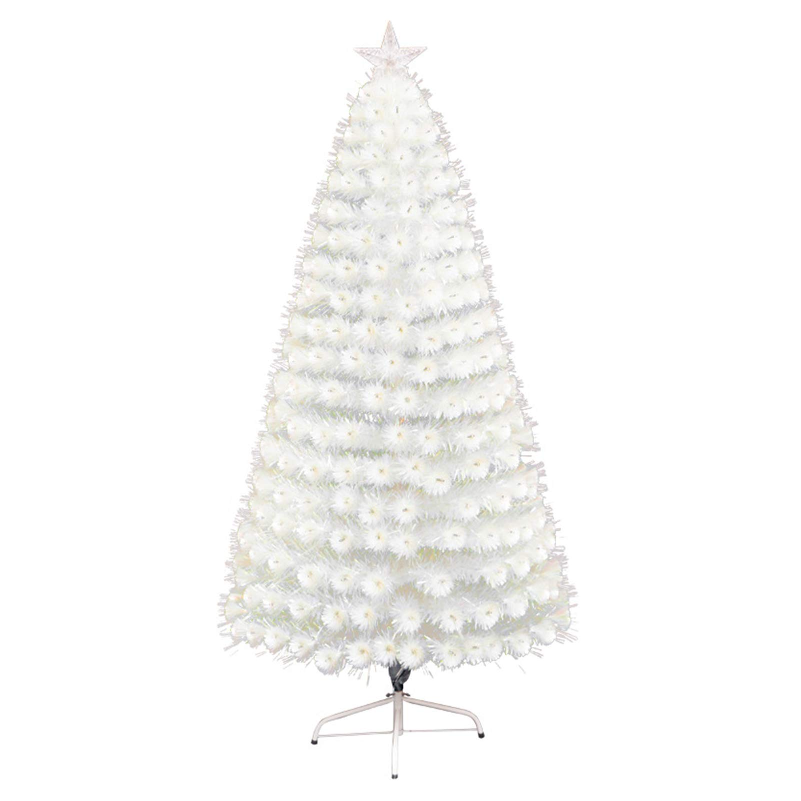 Colorful Fiber Optic Christmas Tree,Premium Artificial Xmas Pine Tree With Ornaments For Holiday Seasonal Decoration-White 120cm(4ft)