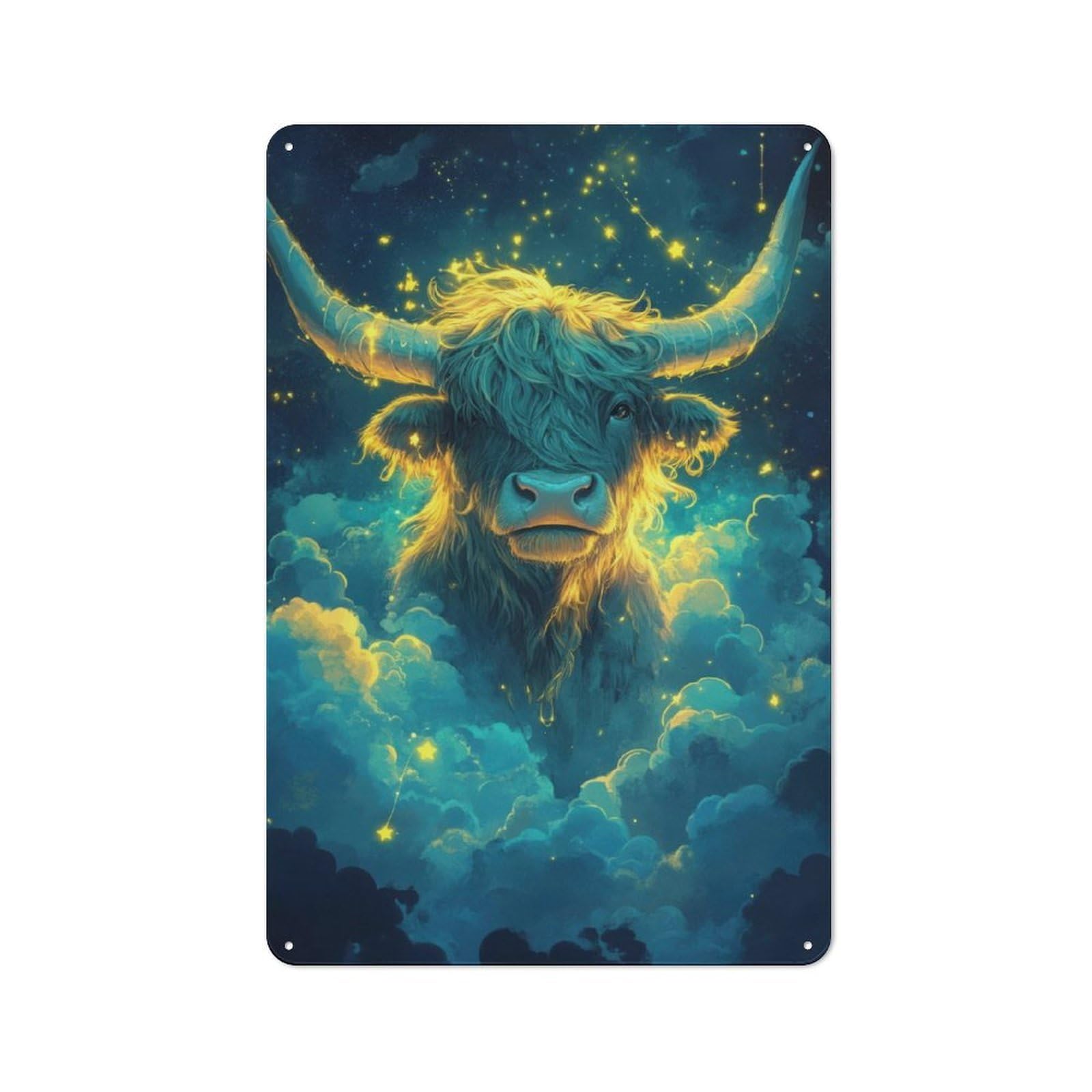 Junmoney Scottish Highland Cow Retro Metal Wall Sign 30X20cm With For Garage Wall, Suited To Garage Decor Collectors