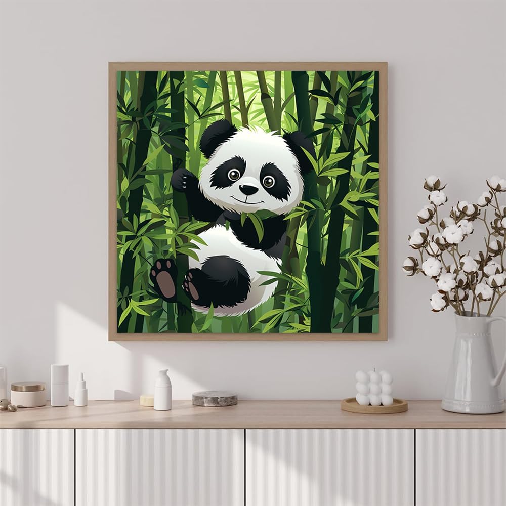 Artunion Framed Paint by Numbers Kit for Adults Beginners & Kids Ages 8-12,Panda Bear Paint by Number with Frame,Cute Animal Paint by Numbers Kit on Canvas 10 * 10 Inch Without Easel image 2