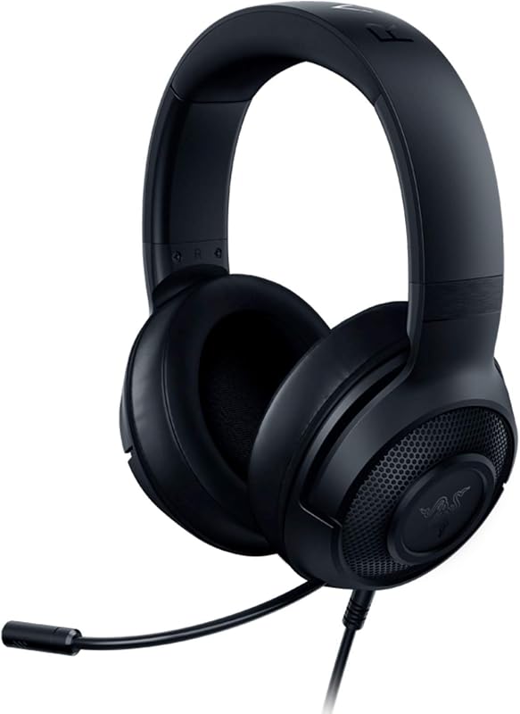 Razer Kraken X Auriculares ultraligeros para juegos: Sonido envolvente 7.1 - Marco de aluminio liviano - Micrófono cardioide flexible - para PC, PS4, PS5, Switch, Xbox One, Xbox Series X|S, celular - Negro