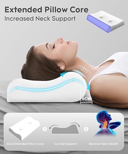 Miniatura 3 de Almohada cervical para aliviar el dolor de cuello  Almohada de contorno de espuma viscoelástica para dormir, almohada de cuello de doble zona de