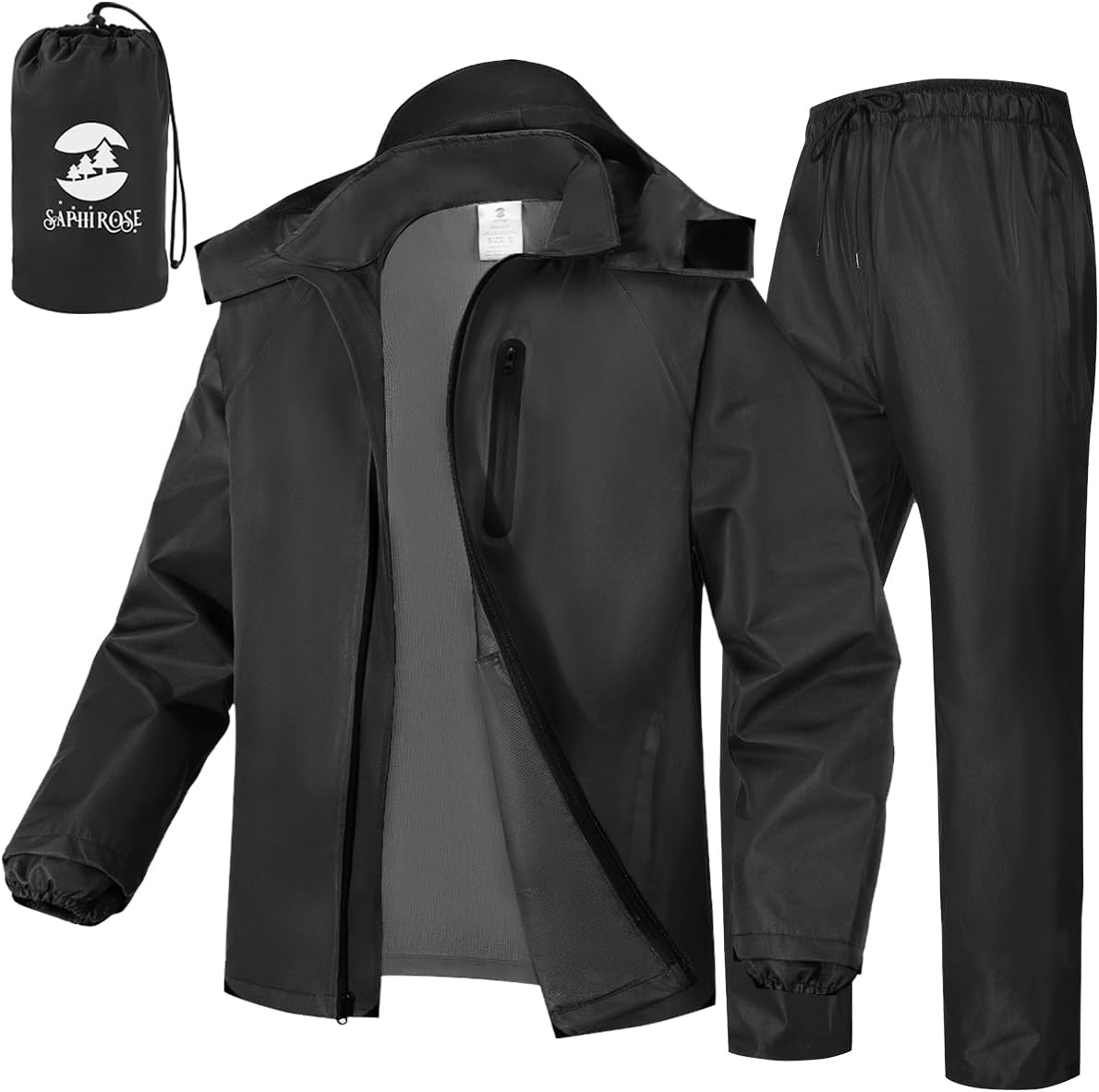 SaphiRose Men's Waterproof Rain Gear 2pcs/set Packable Rain Suit for Working Fishing