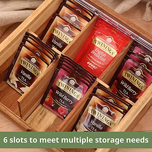 HTB Acacia Wood Tea Bag Organizer Storage Box