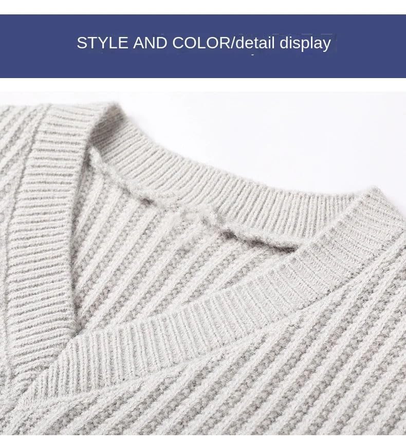 Men V Neck Knit Pullover Street Striped Knitted Pullover Men Sleeveless Casual Sweater Vest2