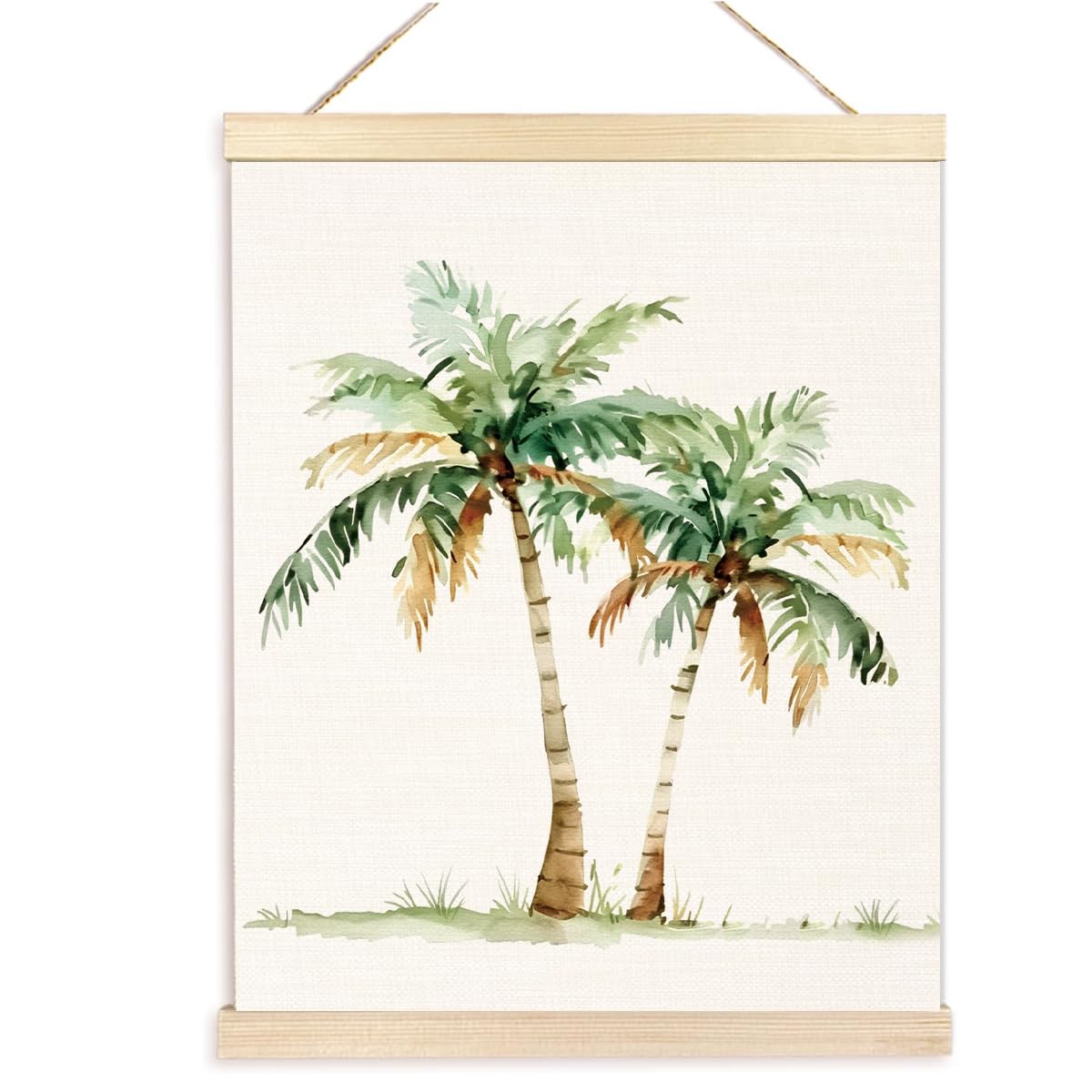 BESERHTropical Palm Tree Wall Art, Summer Beach Poster Hanger Frame, Beachy Room Decor, 12x16 Inches