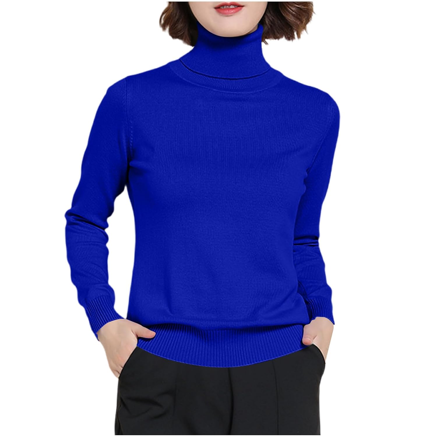 Womens Turtleneck Long Sleeve Lightweight Tunic Sweaters Plus Size Casual Cozy Dressy Sweater Trendy Fashion Winter