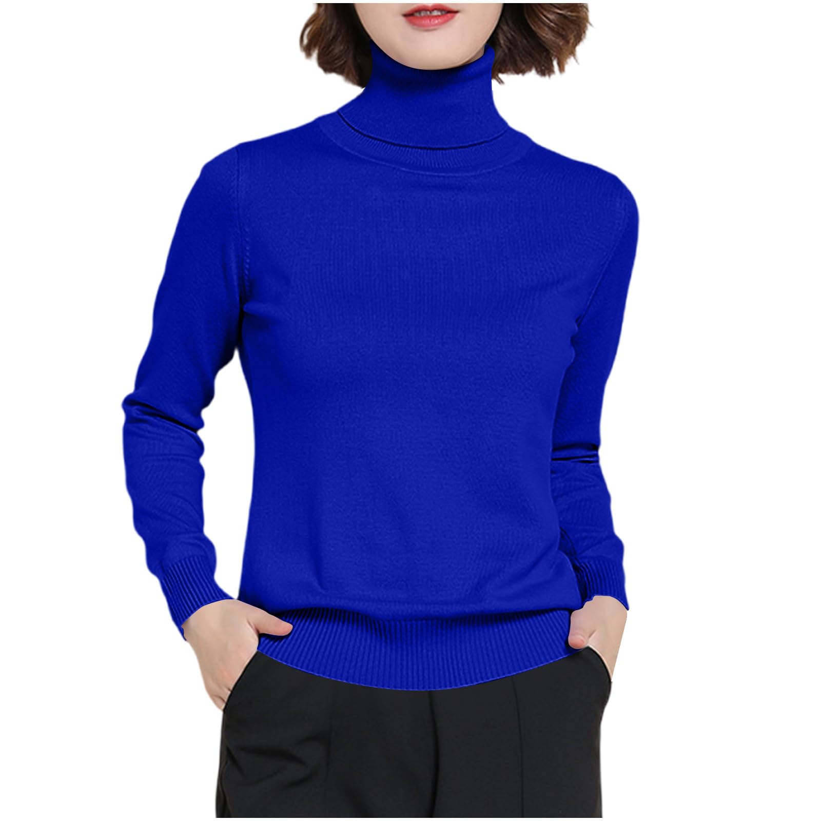 Womens Turtleneck Long Sleeve Lightweight Tunic Sweaters Plus Size Casual Cozy Dressy Sweater Trendy Fashion Winter