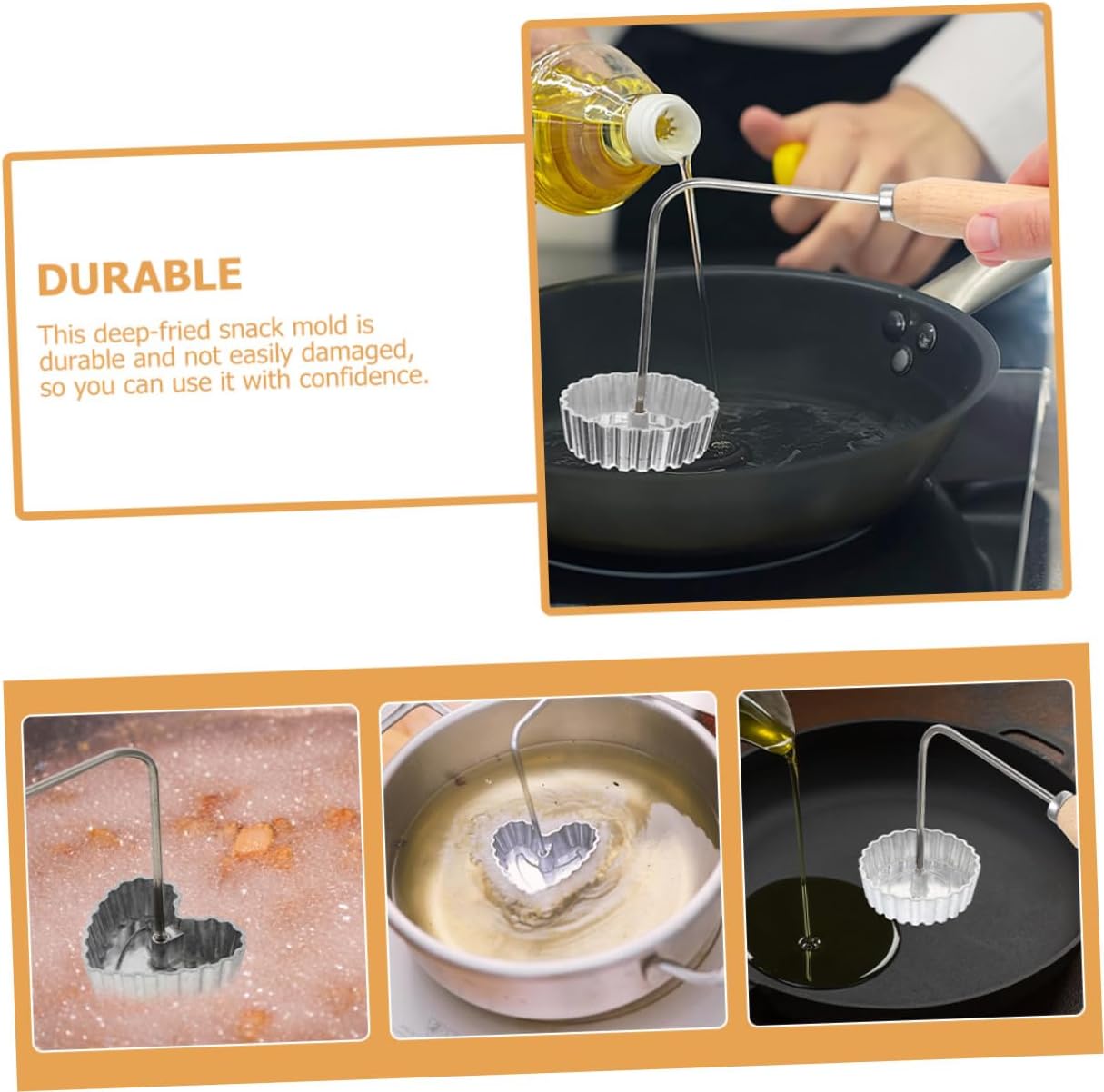 Dough Oil Frying Mold with Handle Non-stick Snack Molds for DIY Fried Treats Lightweight Household Kitchen Tool for Hotels Restaurants and Snack Bars