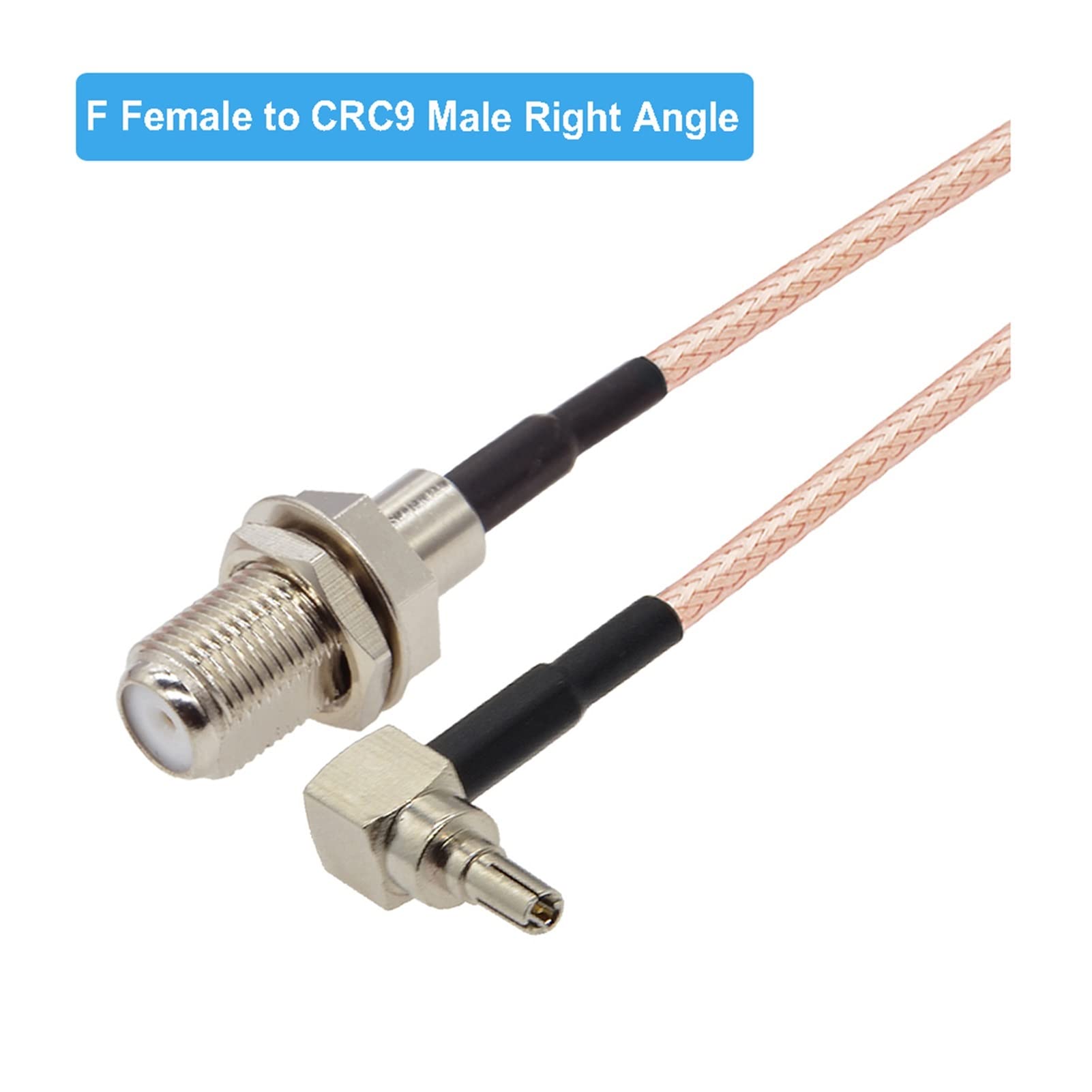 2 szt. F do TS9 F kabel żeński do CRC9 męski kąt prosty RG316 kabel koncentryczny RF 3G kabel przedłużający antenę Jumper Pigtail (kolor: F do TS9, rozmiar: 30 cm)