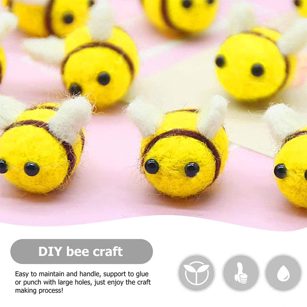 Wakauto 20pcs Wool Felt Bee Mini Honey Bee Pom Craft Ball for Christmas Clothing Tent Hat DIY Handmade Craft Decor