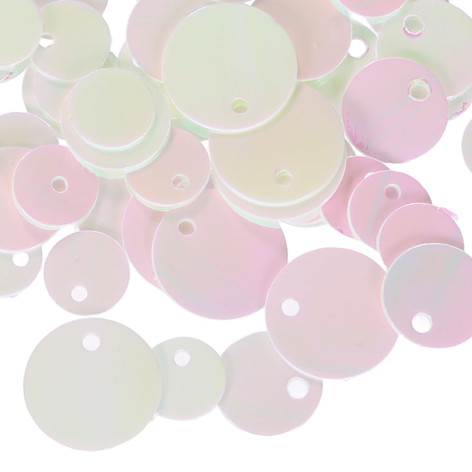sourcing map 1500 Pcs Flat Round Sequins, 6/8/10mm Loose Paillettes Craft Sewing Sequins with Single Side Hole for DIY Embroidery Clothing Jewelry Making, Milk Tone Beige โ image 1