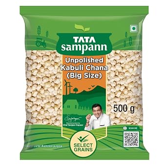 Tata Sampann Unpolished Kabuli Chana Chickpeas, Big Size | 500 g / 1.1 lb