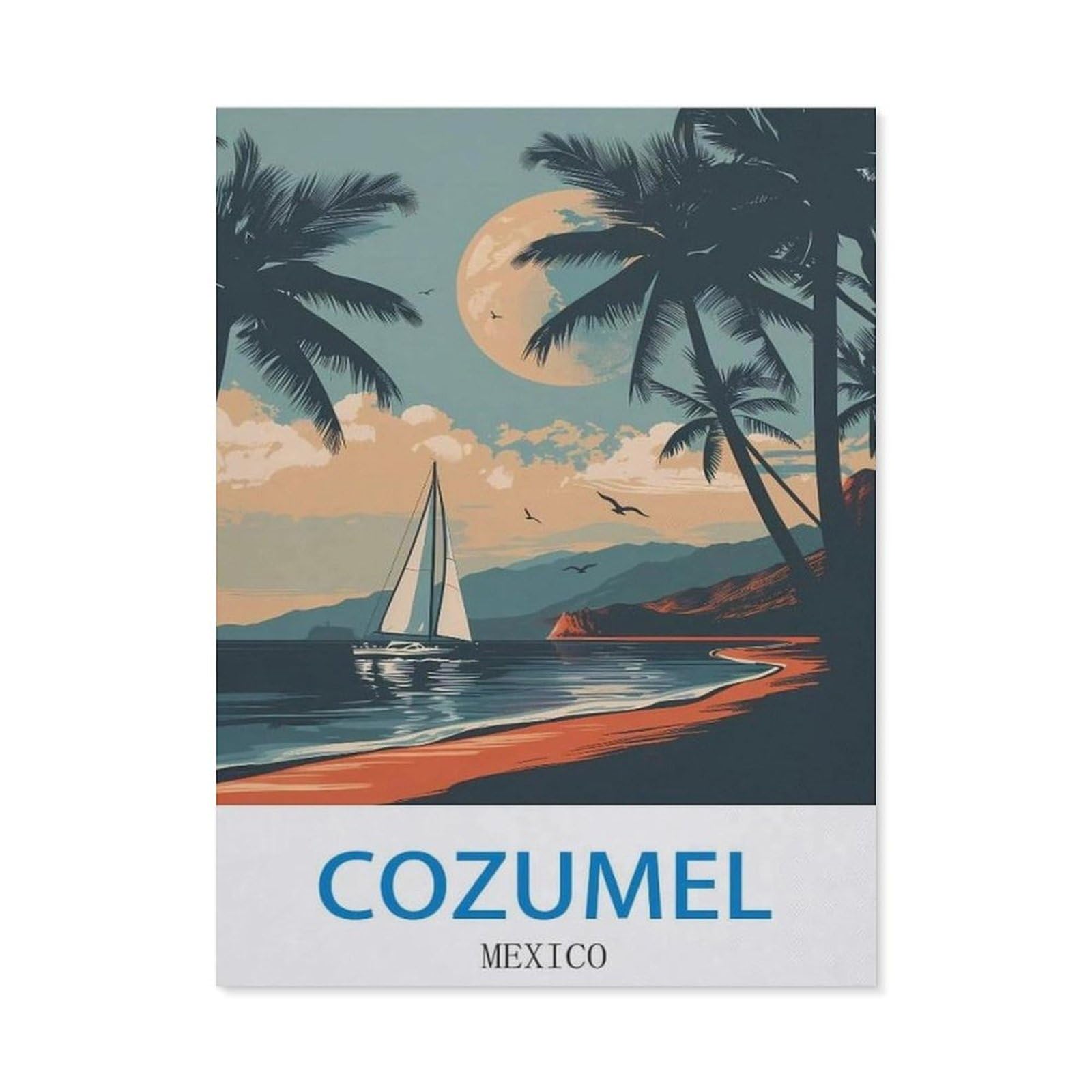 BEAYODKP 5D DIY Diamond Painting，Cozumel Mexico，Art Living Room Wall Decoration Gift（30 x 40 cm/11.81 x 15.74 inches）-CJ7