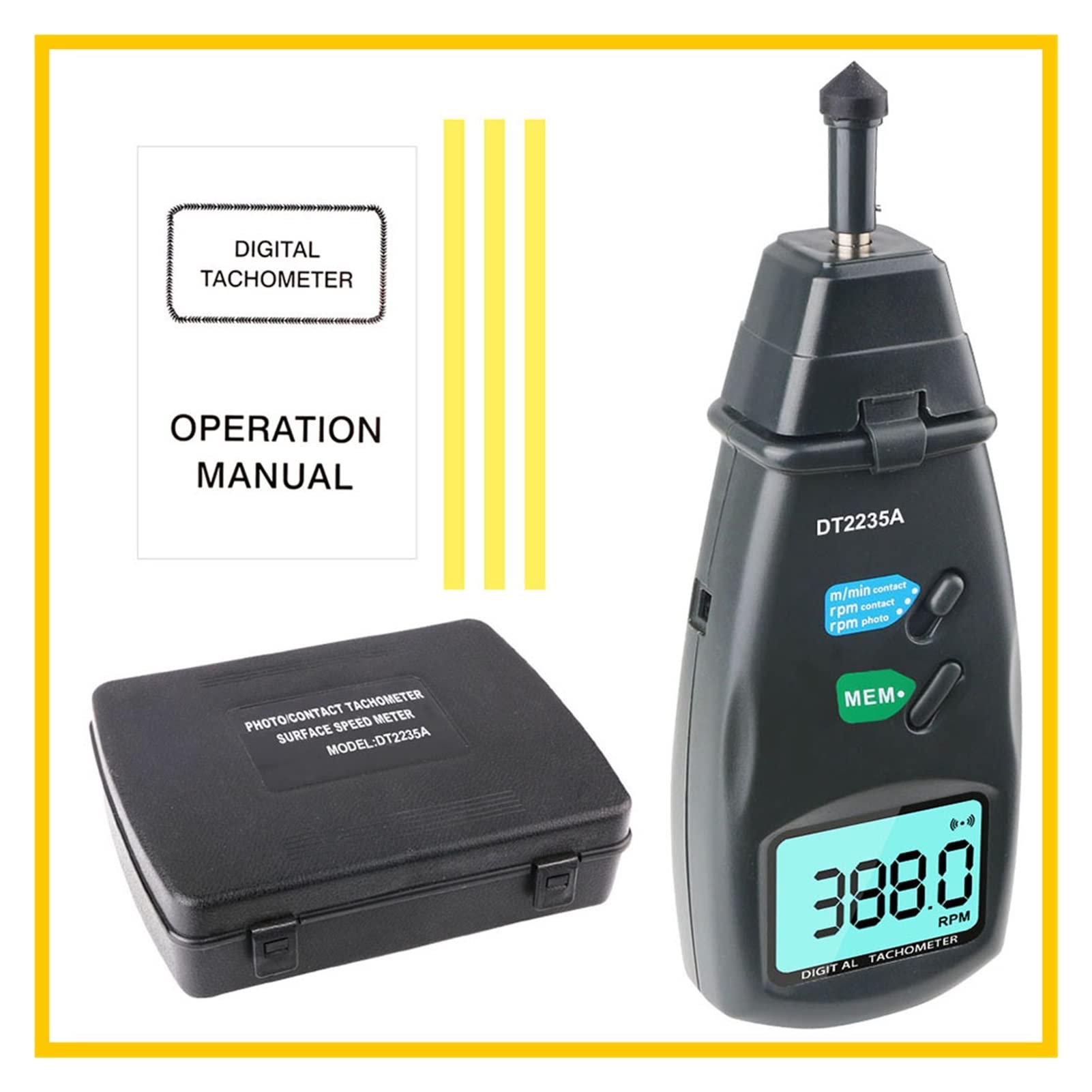 Digital Contact Tachometer Contact Measurement Speed Tach Meter Gauge Digital Tachometer Speedometer SM2235A Do wentylatora, opony