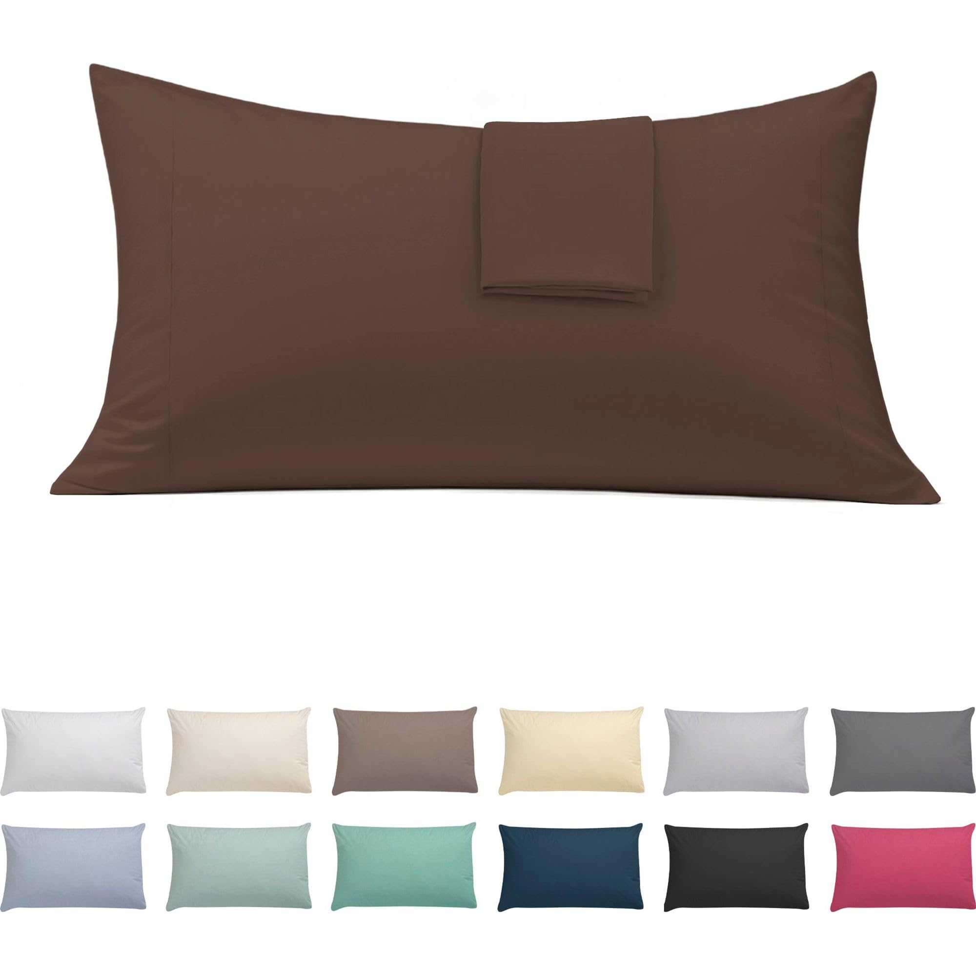 ECOMMERC3 2 Kissenbezüge, 45 x 80 cm, extra weich und bequem, Braun, atmungsaktiv, leicht zu waschen