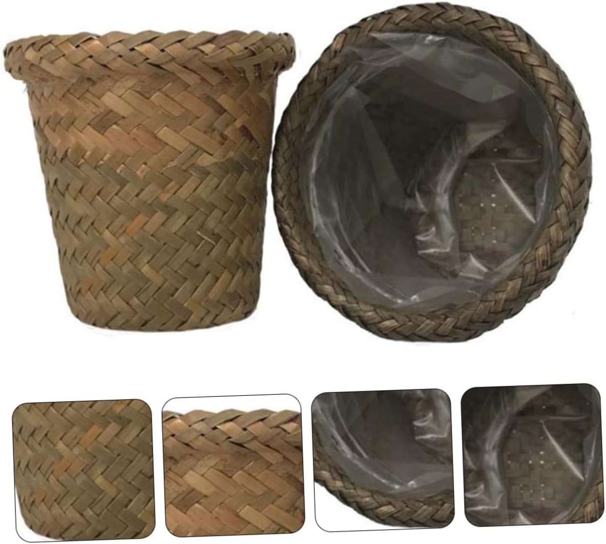 VICASKY 2pcs Woven Hanging Flower Pot Plastic Film Small Flower Container Portable for Home Wedding Decor