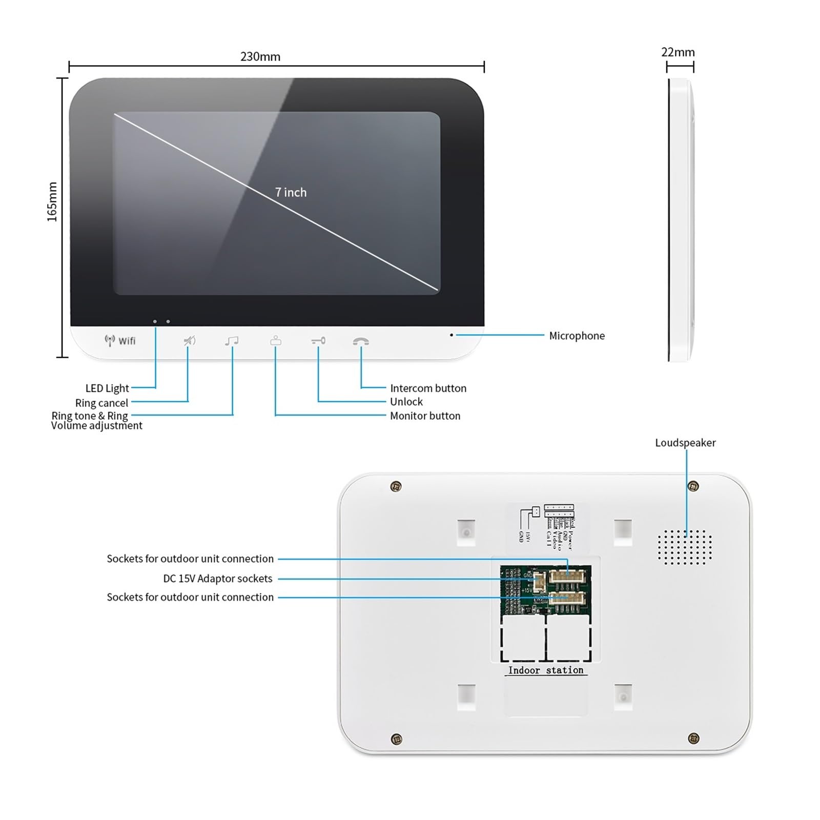 Intercomunicador IP con WiFi, Timbre De Vídeo Inteligente, Huella Dactilar, Contraseña Y RFID, Desbloqueo Acceso A La Puerta, Sistema Videoportero Gama de Entornos Domésticos(A Kits)
