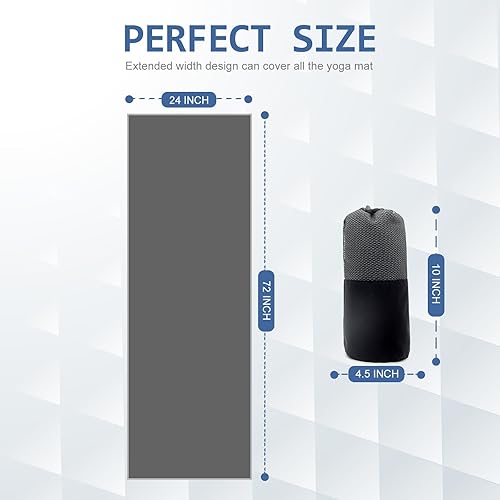 Miniatura 7 de Eunzel Toalla de yoga caliente, toalla para esterilla de yoga, absorbente del sudor, puntos de agarre antideslizantes, bolsillos de esquina más