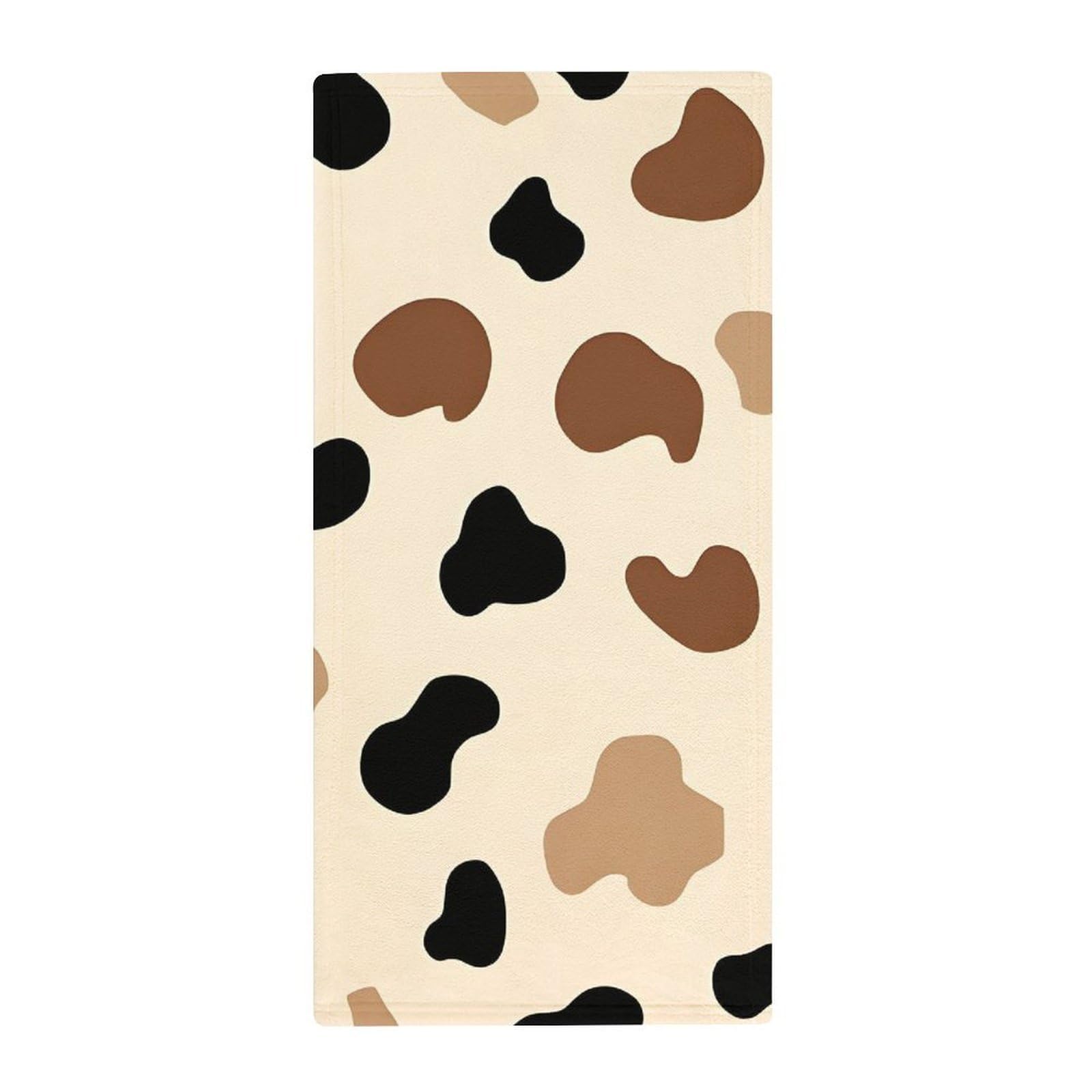 Anceky Multi-Use Kitchen Towels, Brown Skin Milk Cow Print Absorbent Guest Towels for Hotels, Gym & Quick-Dry Face Care