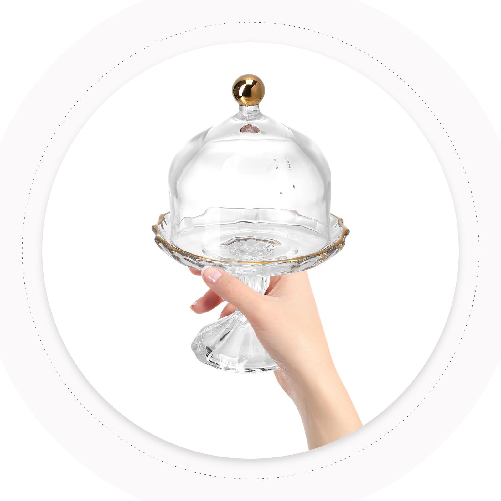 Alipis Présentoir à Dessert avec Dôme en Verre, Mini Support Élégant