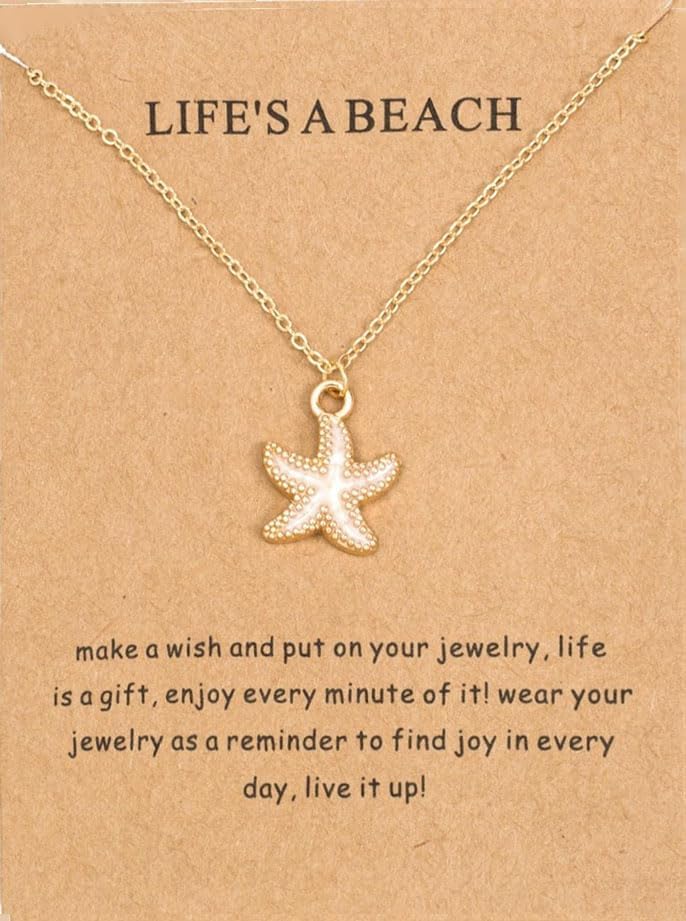 Rrdaily 6 Pcs Gold Starfish Necklace Sets Boho Beach Gifts for Women Cute Starfish Pendant Necklace Pack Friendship Necklace for Birthday Party Favors Vacation Jewelry - Image 5