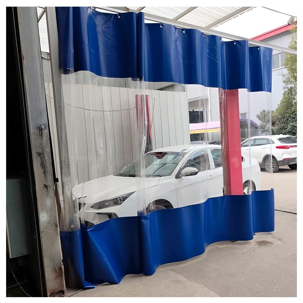 Zfmnoyev Industrial Vinyl Panels Waterproof Curtains with Eyelets, Heavy-Duty Waterproof Car Wash Partition Curtain, Garage Divider Curtains, for Gazebo Pergola Patio(3x4m/9.8x13.1ft)