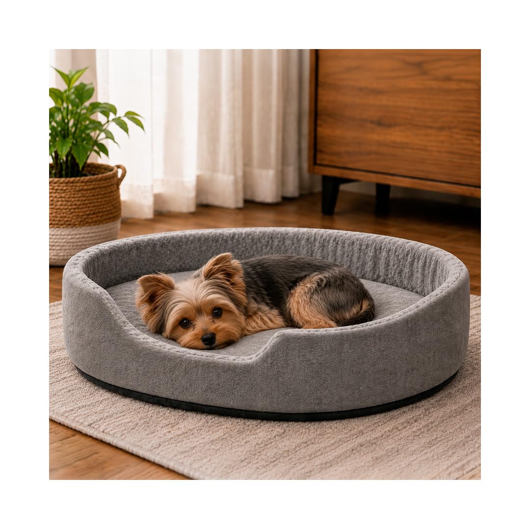 CUORY Cama para Perro Mediano Afelpada Suave y Cómoda, Colchoneta Rectangular Lavable Resistente, Cojín para Mascotas Perros y Gatos, Tela, Antideslizante Uso Interior (Gris)
