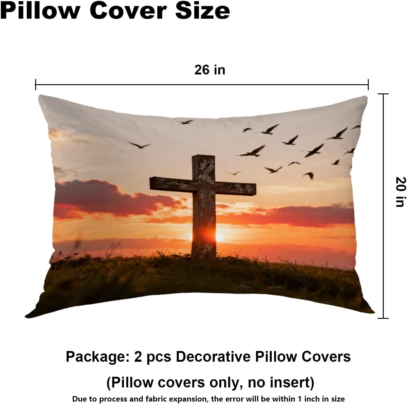 Batmerry Orange Holy Meadow Pillowcases,Colorful Religion Jesus Decorative Bed Pillowcases Digital Printing Blended Fabric Bedroom Set Hidden Zipper on Short Side 20X26 in