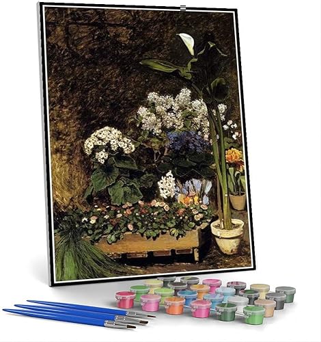 Pintura por números para flores de primavera adultas 1864 Pintura por Auguste Renoir Kit de pintura por números sobre lienzo para principiantes