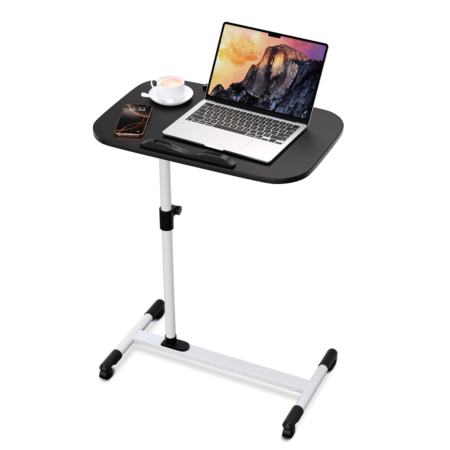 Magshion Tilt Overbed Bedside Table with Wheels, Rolling Laptop Desk with Height Adjustment from 28" to 39", Sit to Stand Up, Mobile Standing Desk for