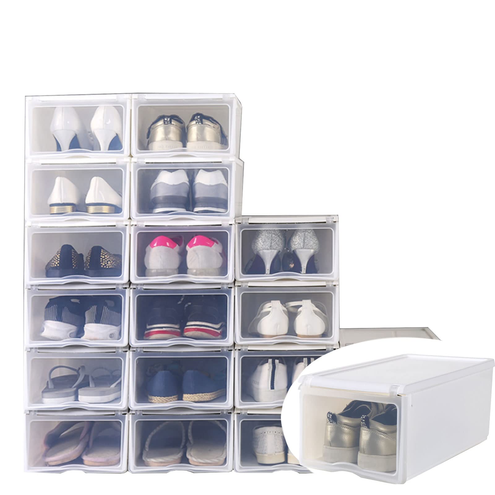 Boîtes à chaussures transparentes pour résoudre le manque de place et ranger vos placards