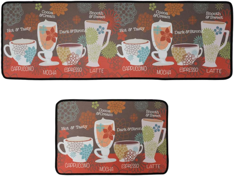 LEEBEI Kitchen Mats Rugs Sets Non-slip Washable Floor Carpet Bedroom Mats Sets (47.2 ×15.7 inch +23.6×15.7 inch (Cups)