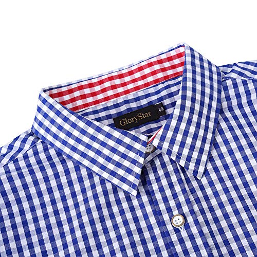 GloryStar Men's Button Down Dress Shirts Slim Fit Plaid Shirt for German Bavarian Oktoberfest and Lederhosen3